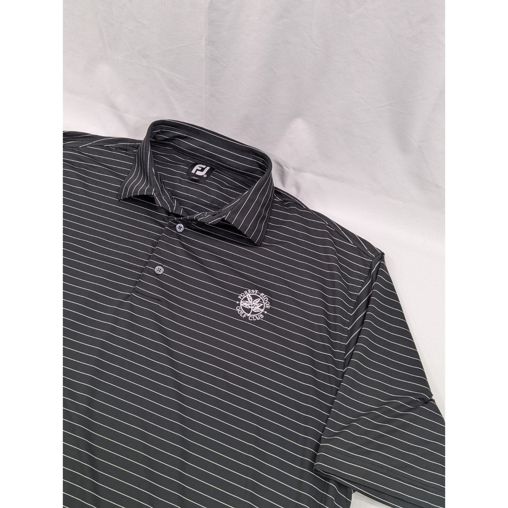 Footjoy XXL 2XL Golf Polo Striped Forest Ridge Golf Club Black White Excellent‎